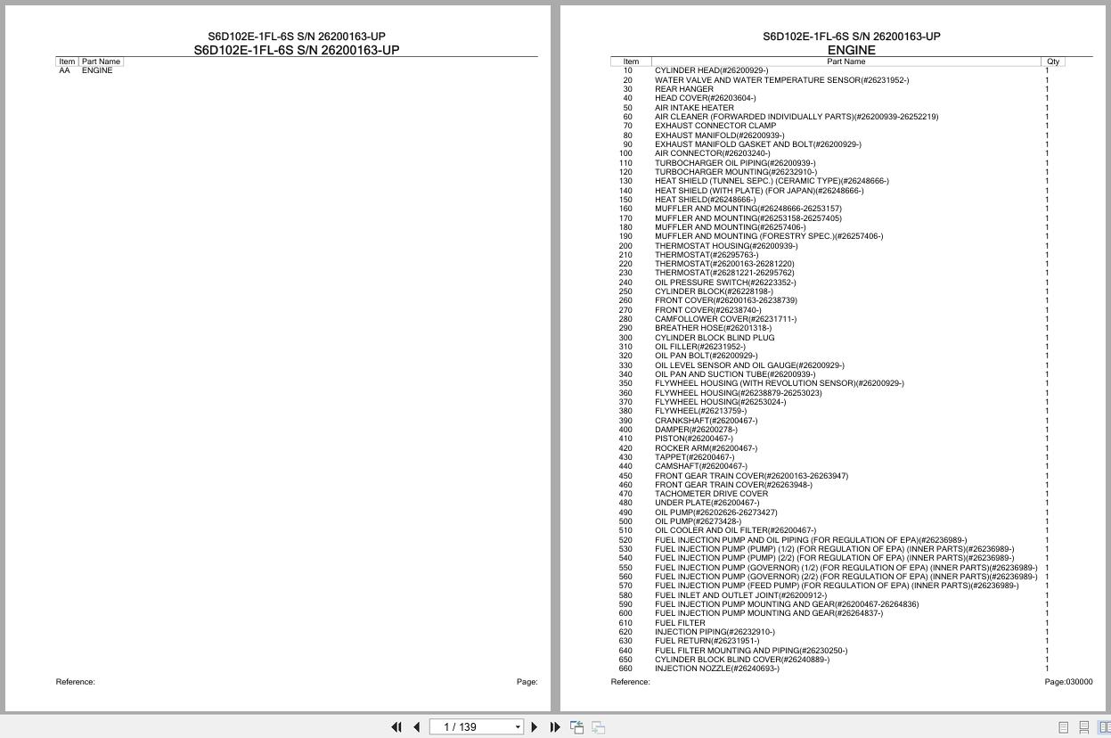 Komatsu Engine S6D102E 1FL 6S 26200163 UP Parts Catalog (1)