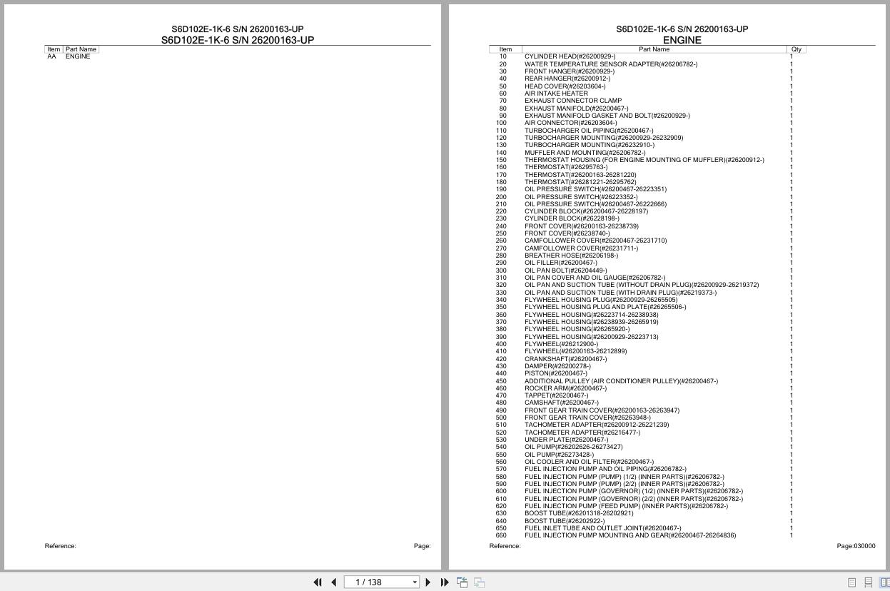 Komatsu Engine S6D102E 1K 6 26200163 UP Parts Catalog (1)