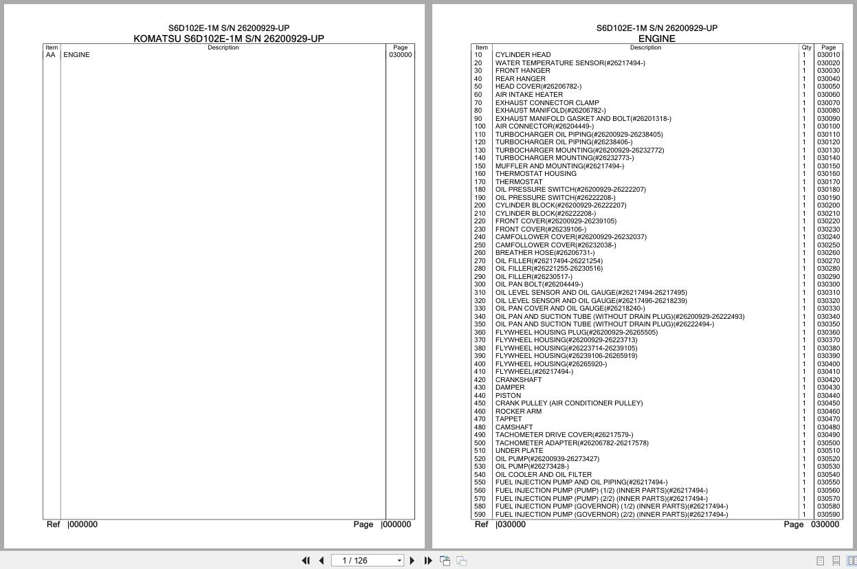 Komatsu Engine S6D102E 1M 26200929 UP Parts Catalog (1)