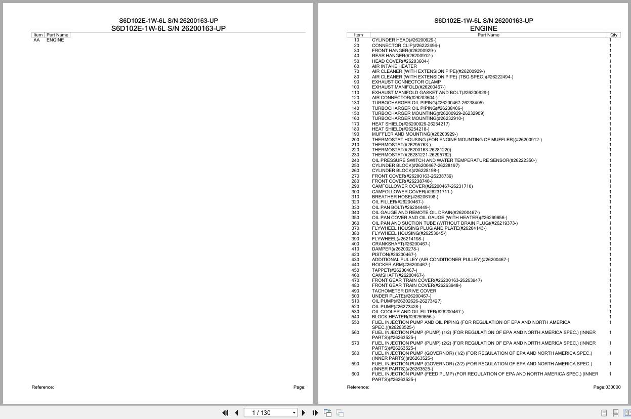 Komatsu Engine S6D102E 1W 6L 26200163 UP Parts Catalog (1)