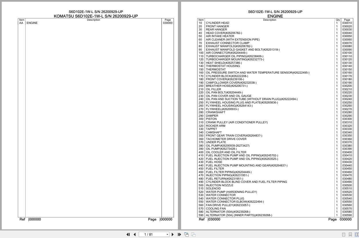 Komatsu Engine S6D102E 1W L 26200929 UP Parts Catalog (1)