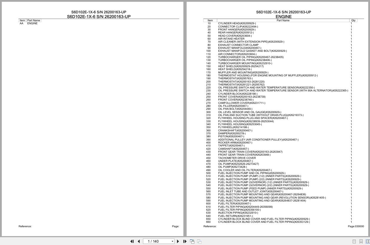 Komatsu Engine S6D102E 1X 6 26200163 UP Parts Catalog (1)