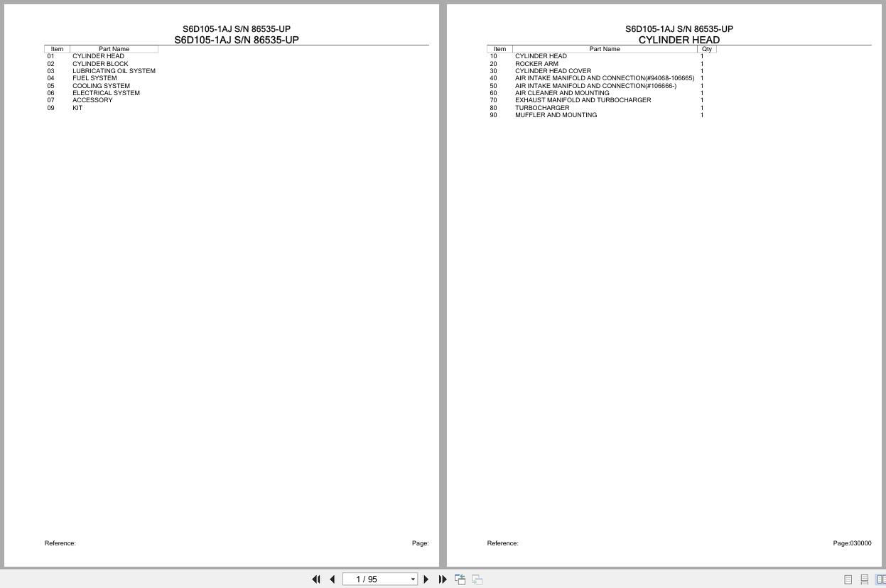 Komatsu Engine S6D105 1AJ 86535 UP Parts Catalog (1)