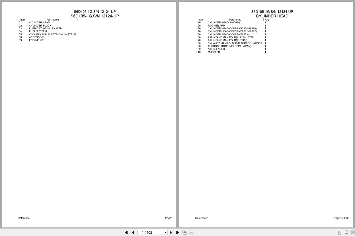 Komatsu Engine S6D105 1G 12124 UP Parts Catalog (1)