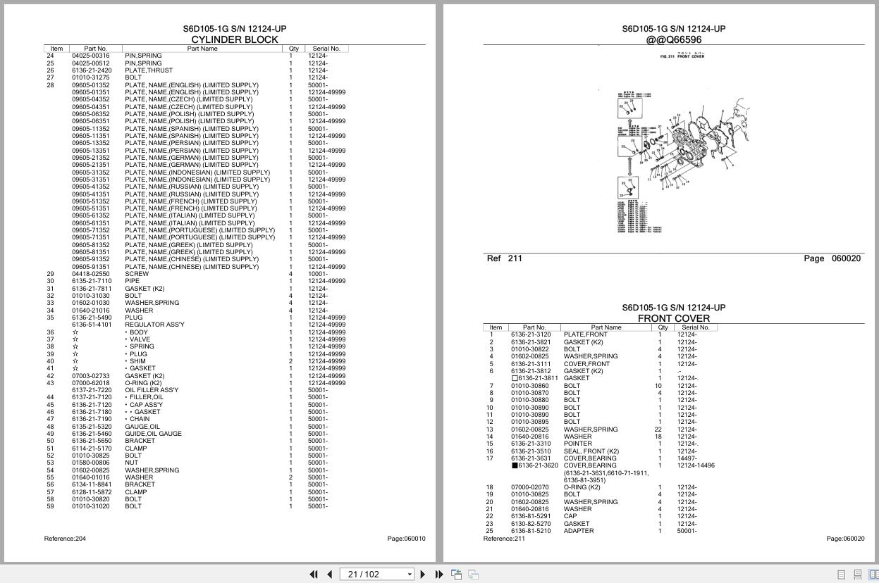 Komatsu Engine S6D105 1G 12124 UP Parts Catalog (2)