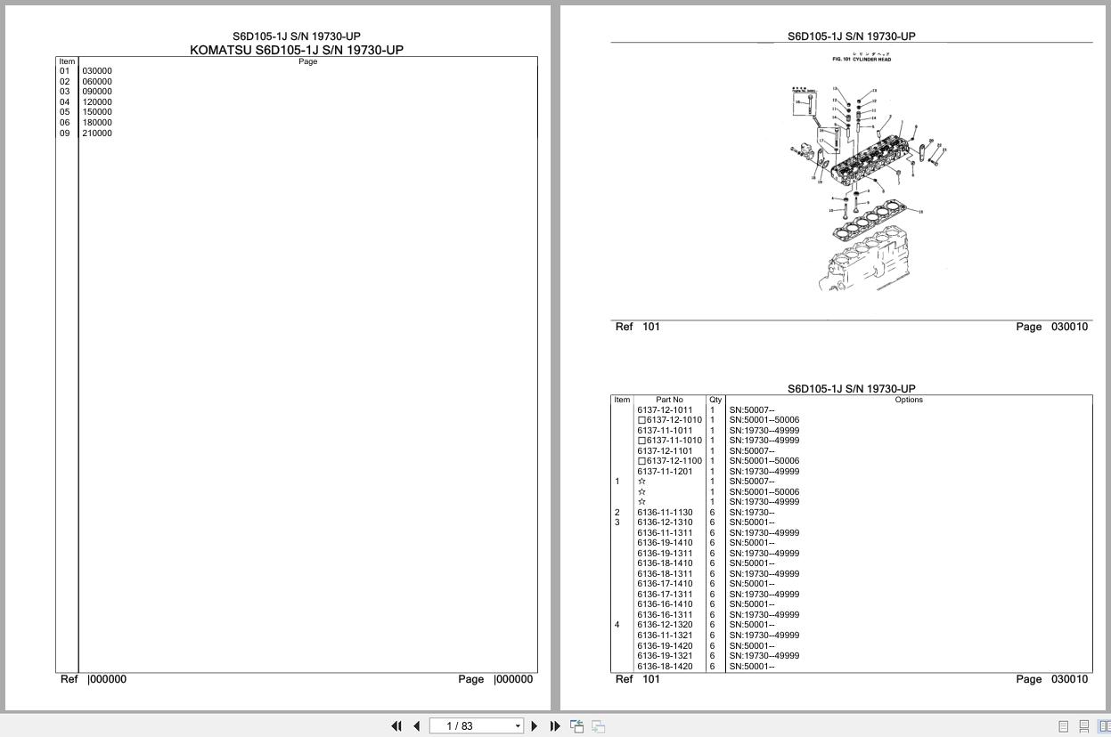 Komatsu Engine S6D105 1J 19730 UP Parts Catalog (1)