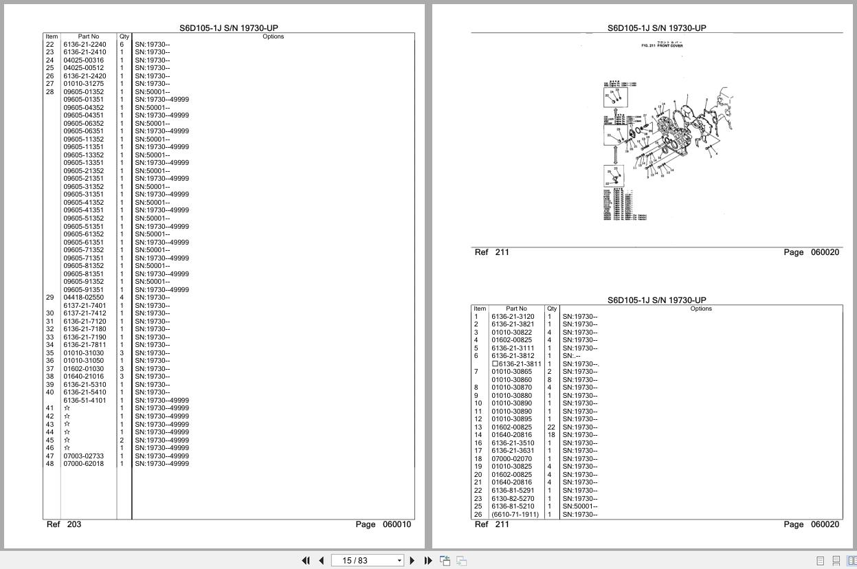 Komatsu Engine S6D105 1J 19730 UP Parts Catalog (2)