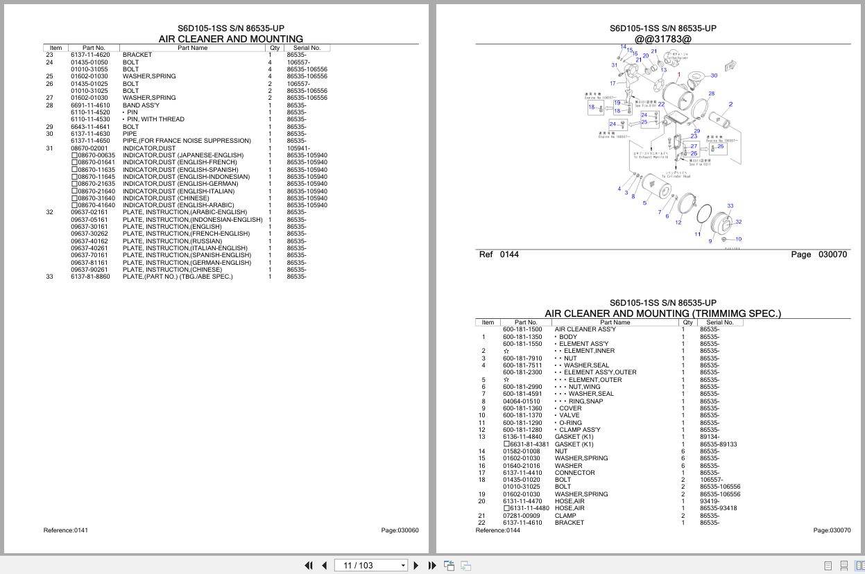 Komatsu Engine S6D105 1SS 86535 UP Parts Catalog (2)