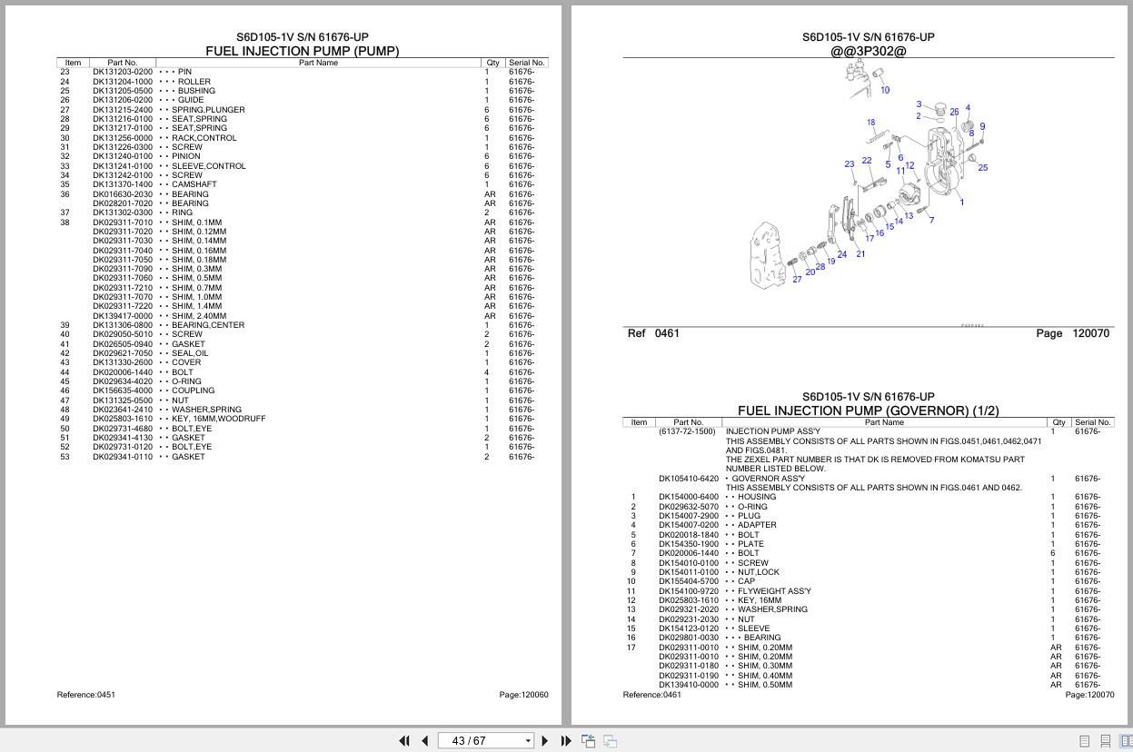 Komatsu Engine S6D105 1V 61676 UP Parts Catalog (2)