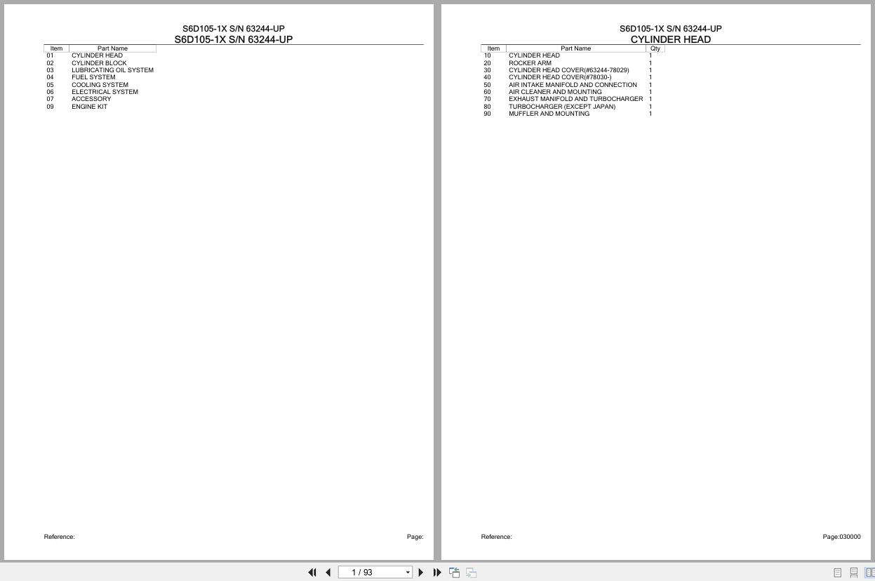 Komatsu Engine S6D105 1X 63244 UP Parts Catalog (1)