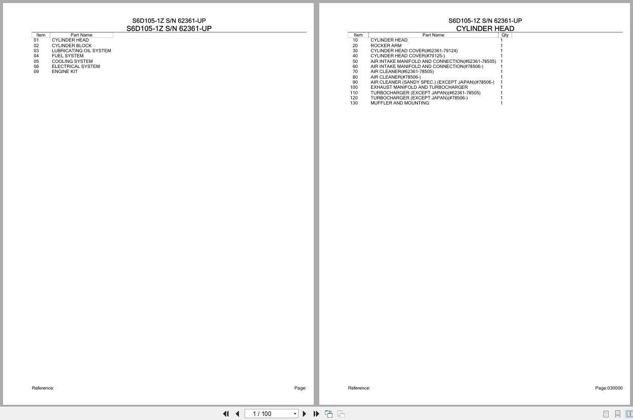 Komatsu Engine S6D105 1Z 62361 UP Parts Catalog (1)
