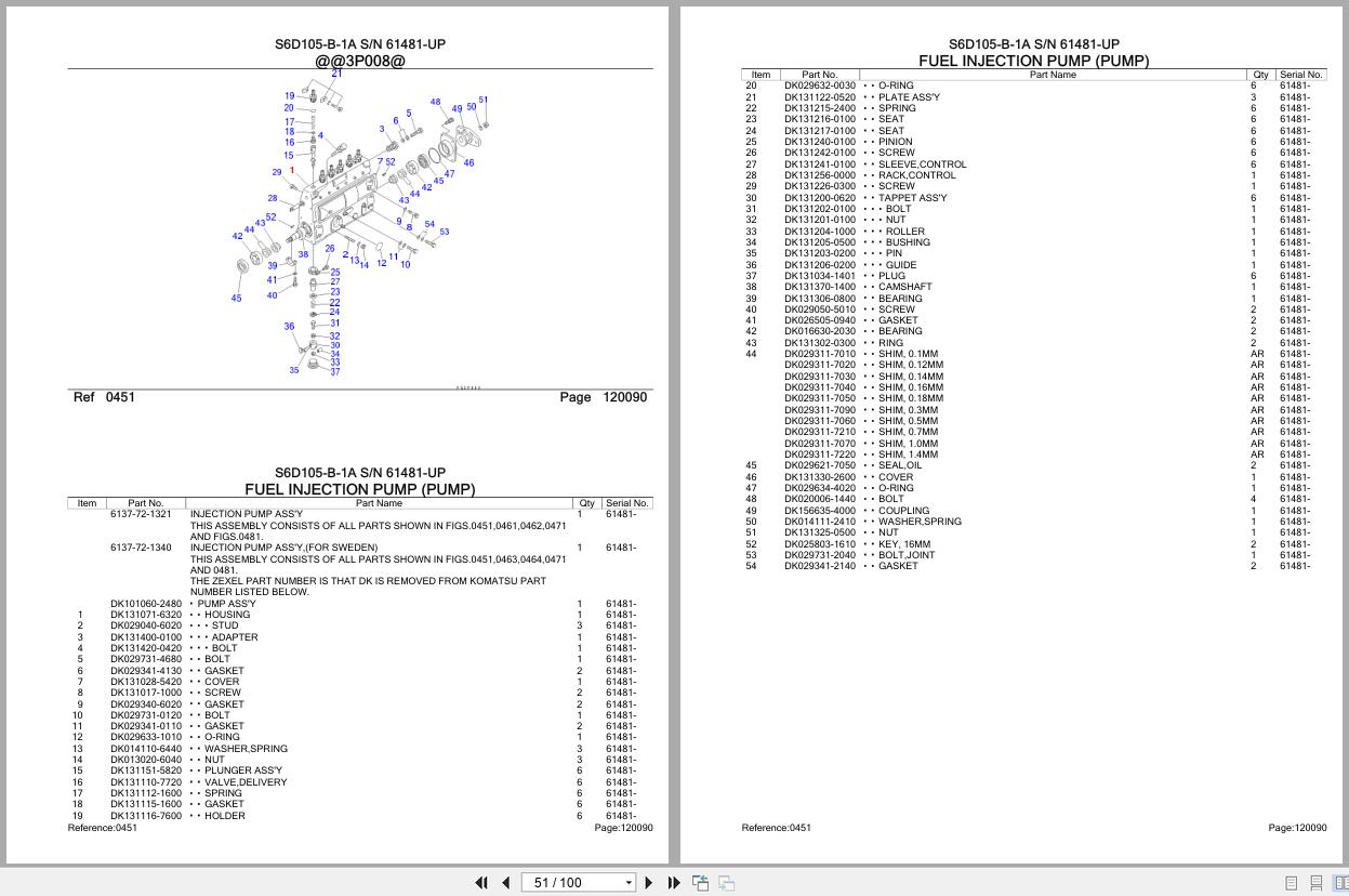 Komatsu Engine S6D105 B 1A 61481 UP Parts Catalog (2)