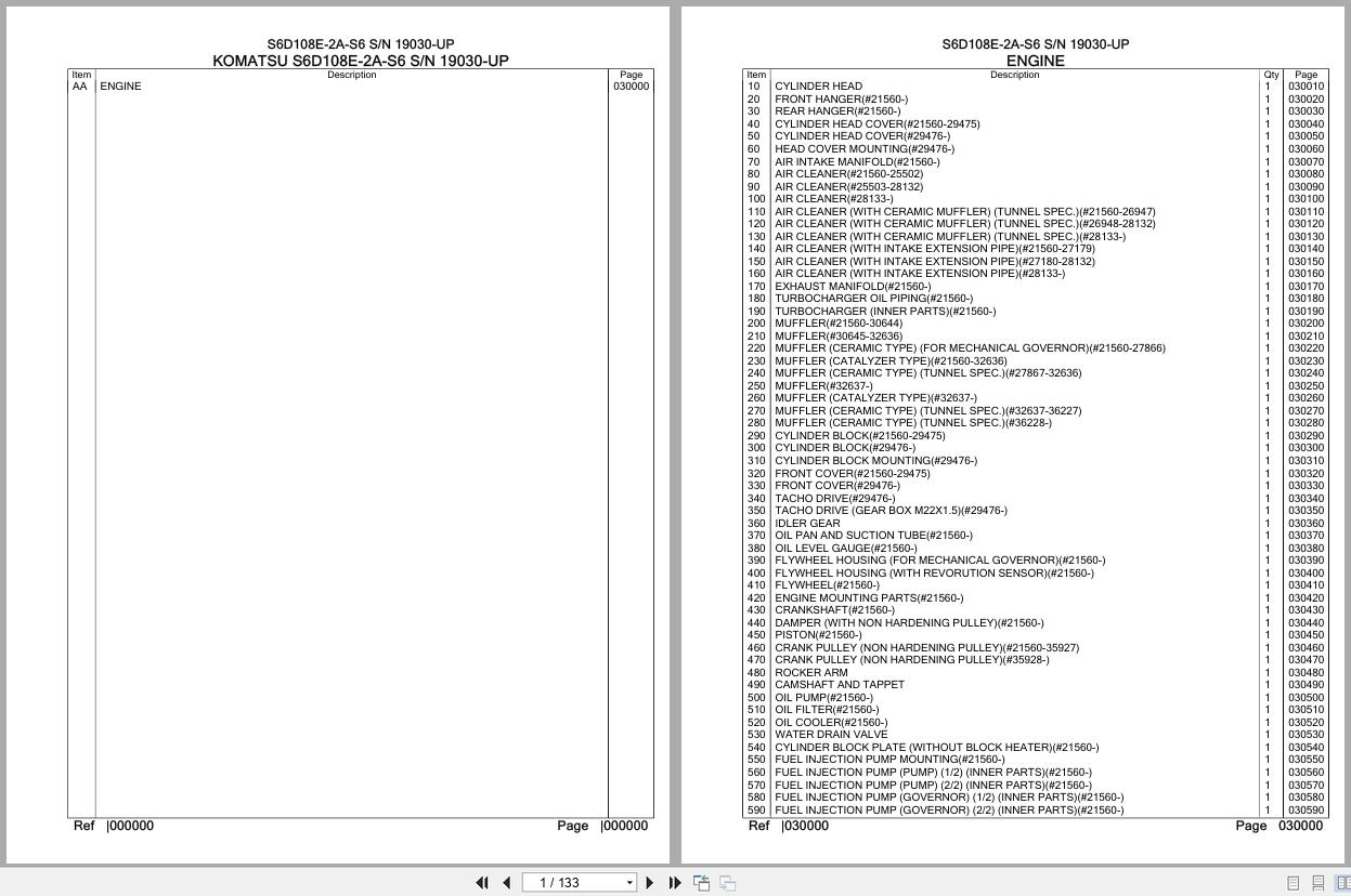 Komatsu Engine S6D108E 2A S6 19030 UP Parts Catalog (1)
