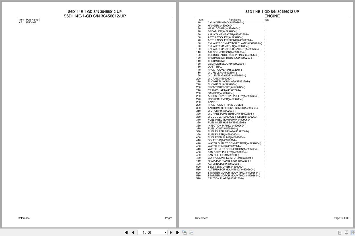 Komatsu Engine S6D114E 1 GD 30456012 UP Parts Catalog (1)