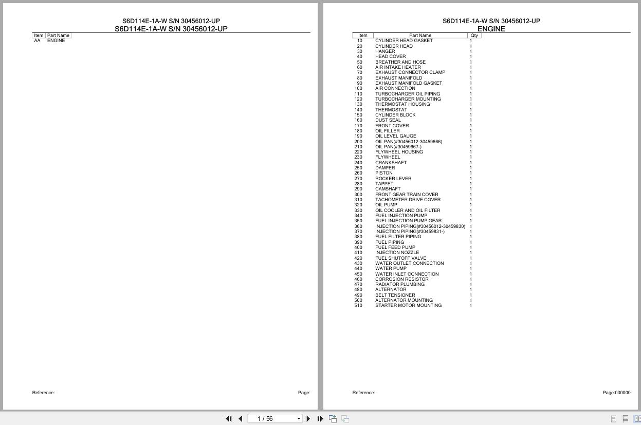 Komatsu Engine S6D114E 1A W 30456012 UP Parts Catalog (1)