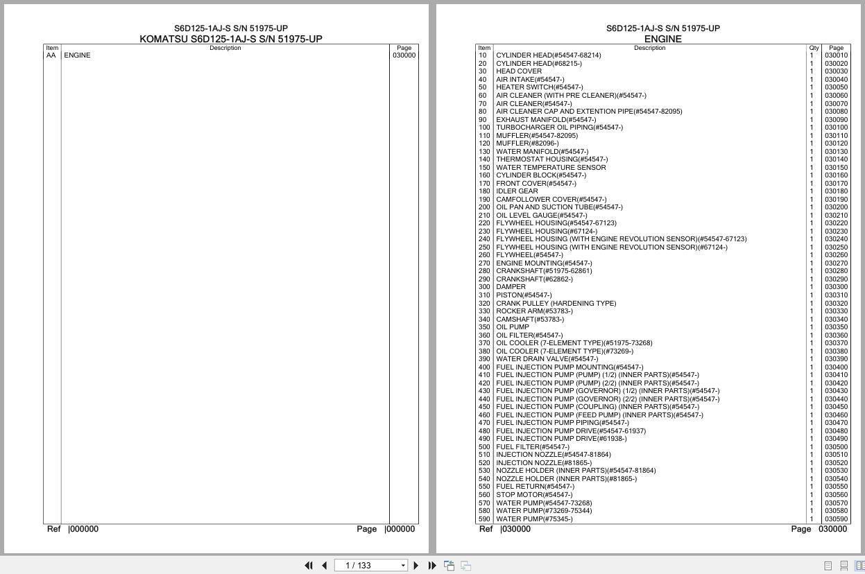 Komatsu Engine S6D125 1AJ S 51975 UP Parts Catalog (1)
