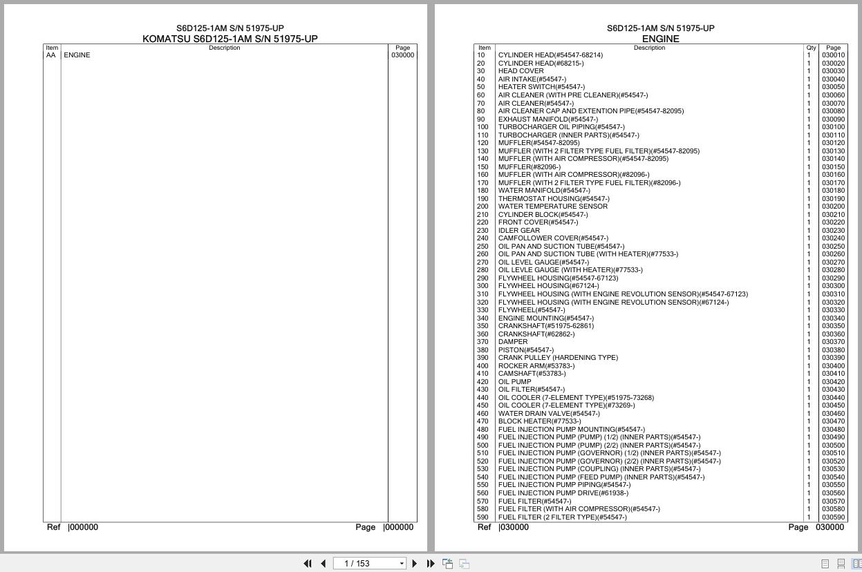Komatsu Engine S6D125 1AM 51975 UP Parts Catalog (1)