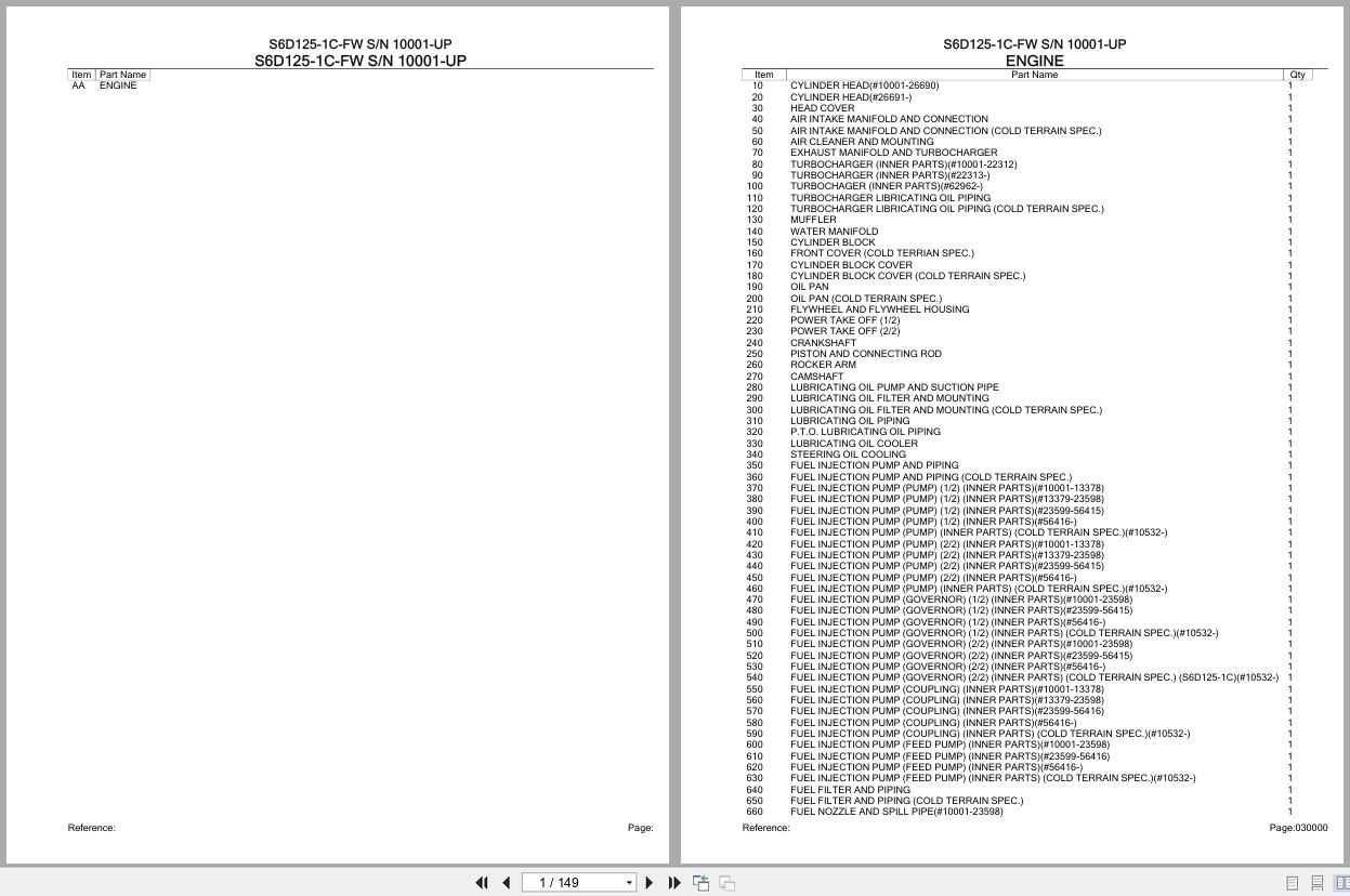 Komatsu Engine S6D125 1C FW 10001 UP Parts Catalog (1)