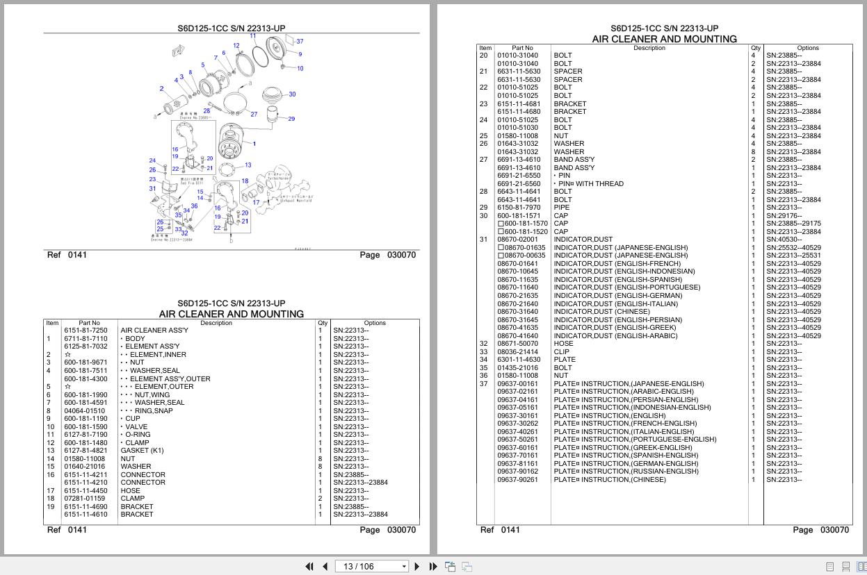 Komatsu Engine S6D125 1CC 22313 UP Parts Catalog (2)
