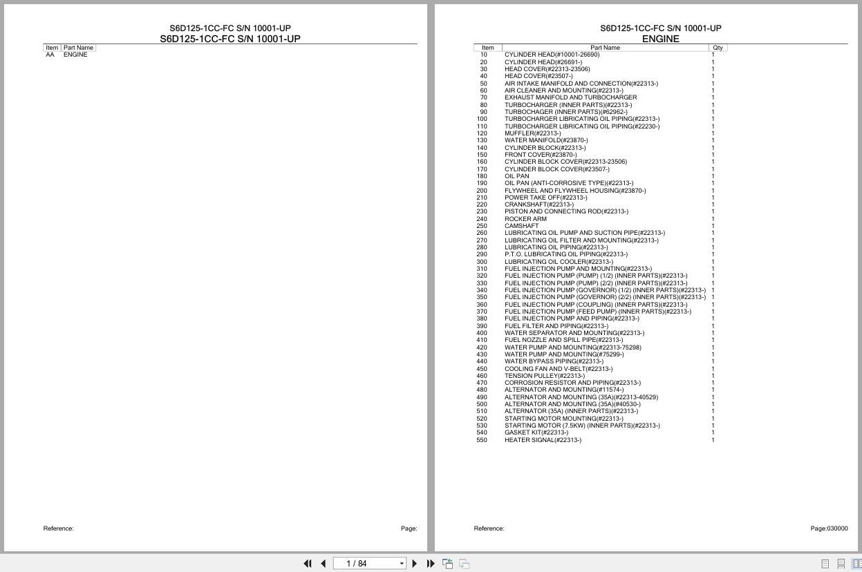 Komatsu Engine S6D125 1CC FC 10001 UP Parts Catalog (1)