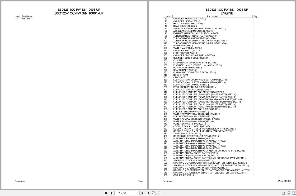Komatsu Engine S6D125 1CC FW 10001 UP Parts Catalog (1)