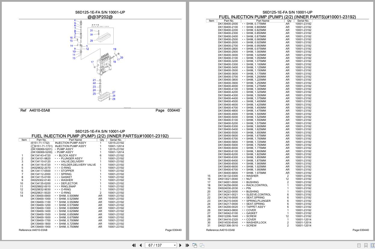 Komatsu Engine S6D125 1E FA 10001 UP Parts Catalog (2)