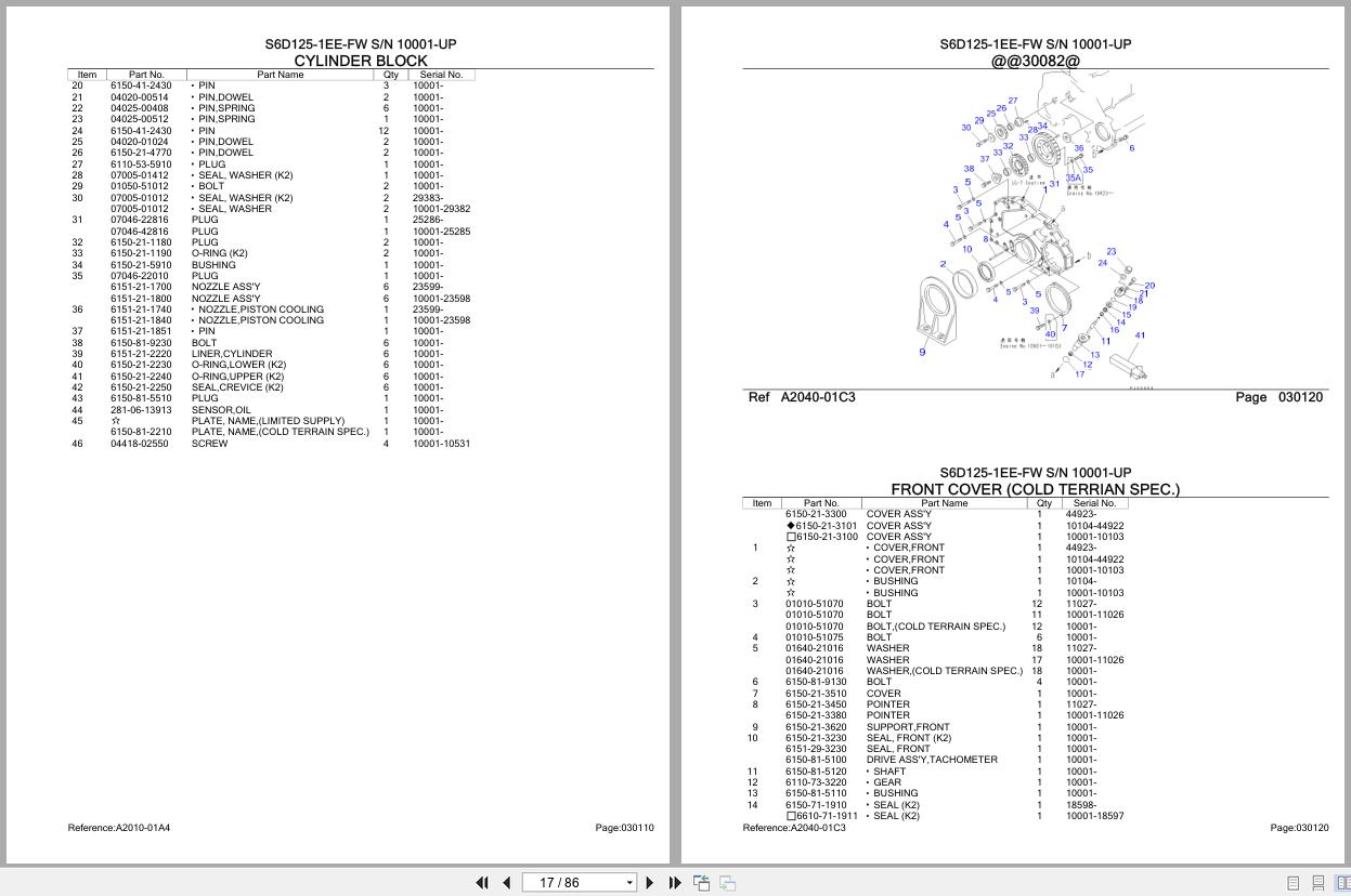 Komatsu Engine S6D125 1EE FW 10001 UP Parts Catalog (2)