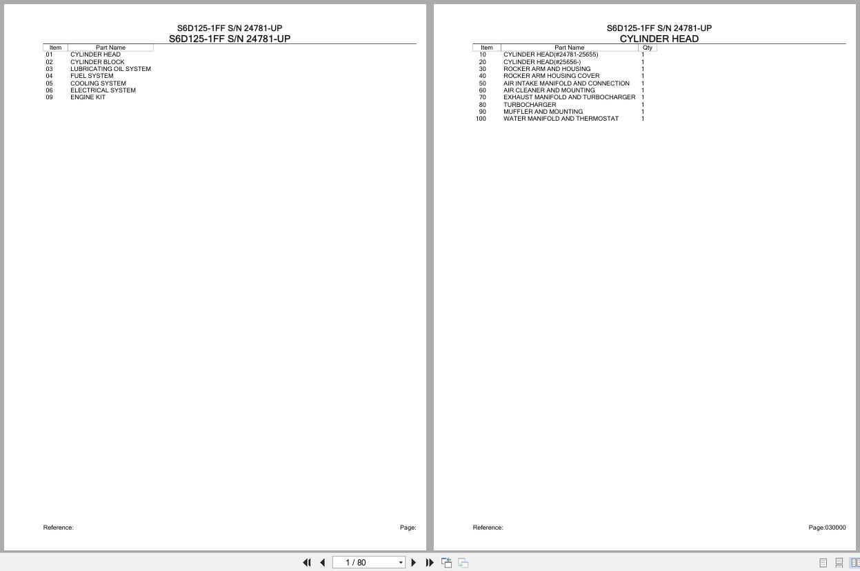 Komatsu Engine S6D125 1FF 24781 UP Parts Catalog (1)