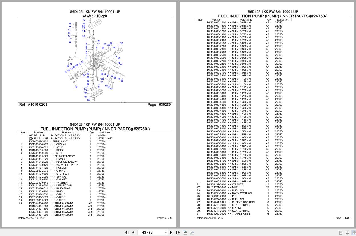Komatsu Engine S6D125 1KK FW 10001 UP Parts Catalog (2)