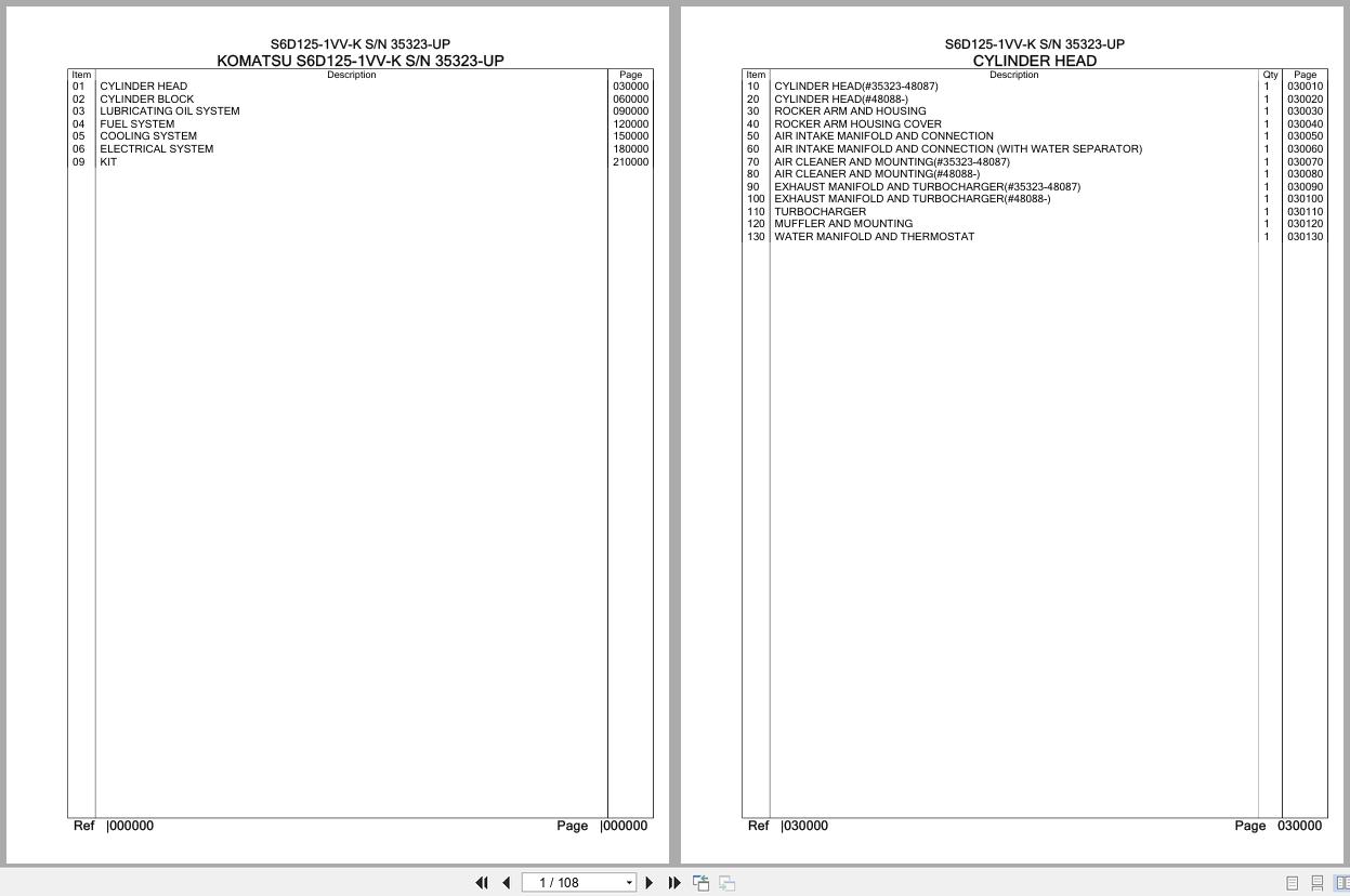 Komatsu Engine S6D125 1VV K 35323 UP Parts Catalog (1)