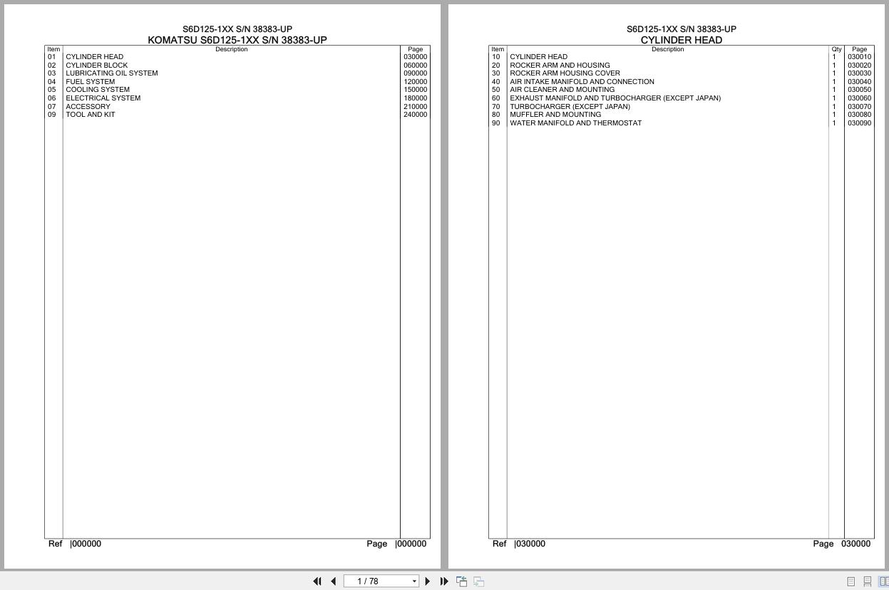Komatsu Engine S6D125 1XX 38383 UP Parts Catalog (1)