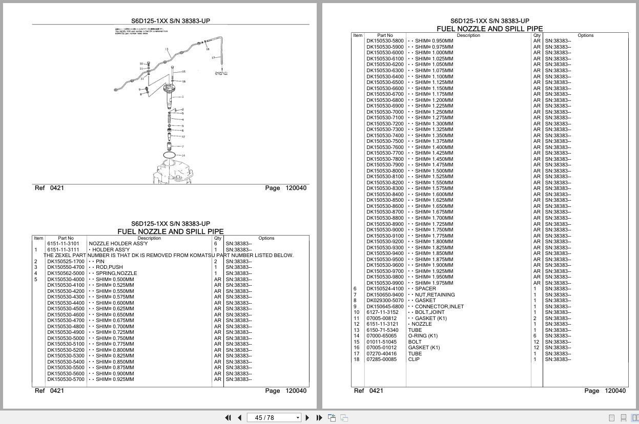 Komatsu Engine S6D125 1XX 38383 UP Parts Catalog (2)
