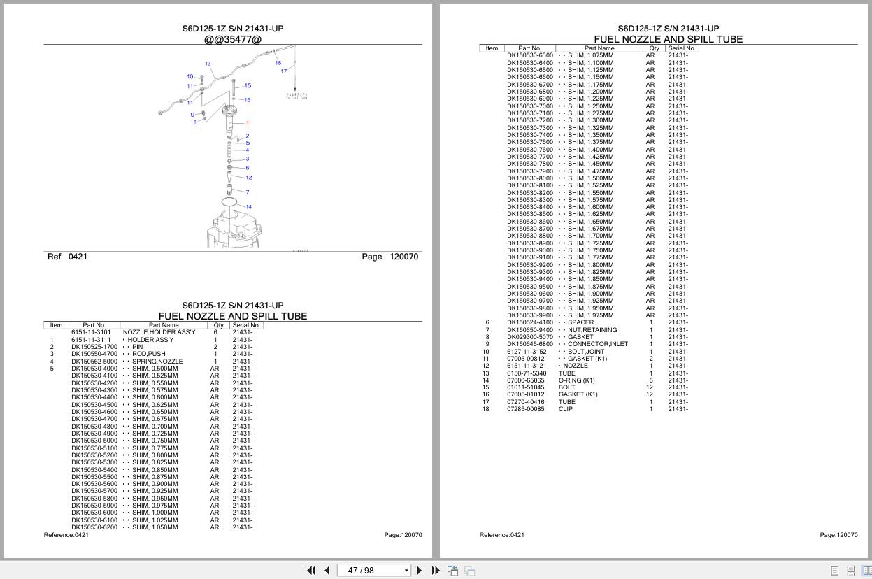 Komatsu Engine S6D125 1Z 21431 UP Parts Catalog (2)