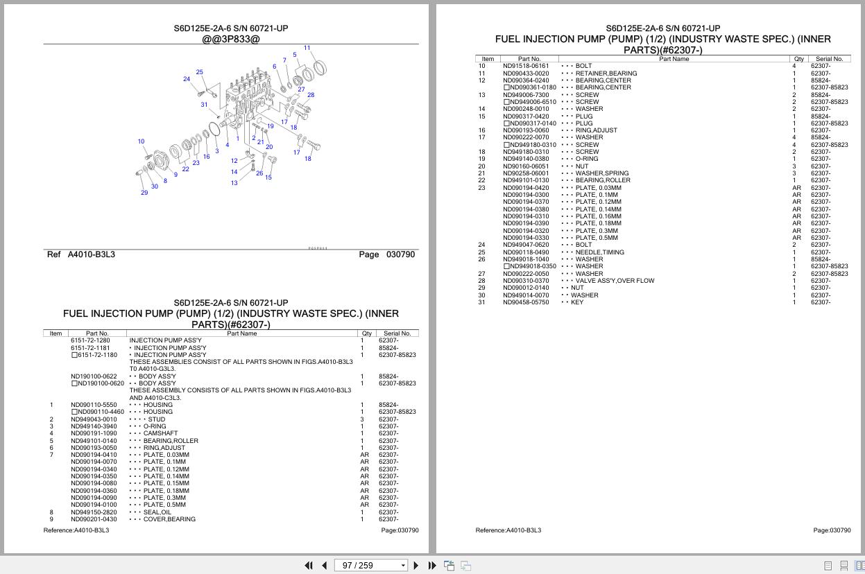 Komatsu Engine S6D125E 2A 6 60721 UP Parts Catalog (2)