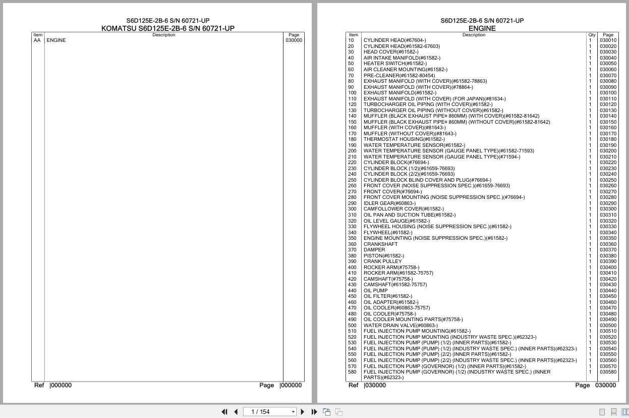 Komatsu Engine S6D125E 2B 6 60721 UP Parts Catalog (1)
