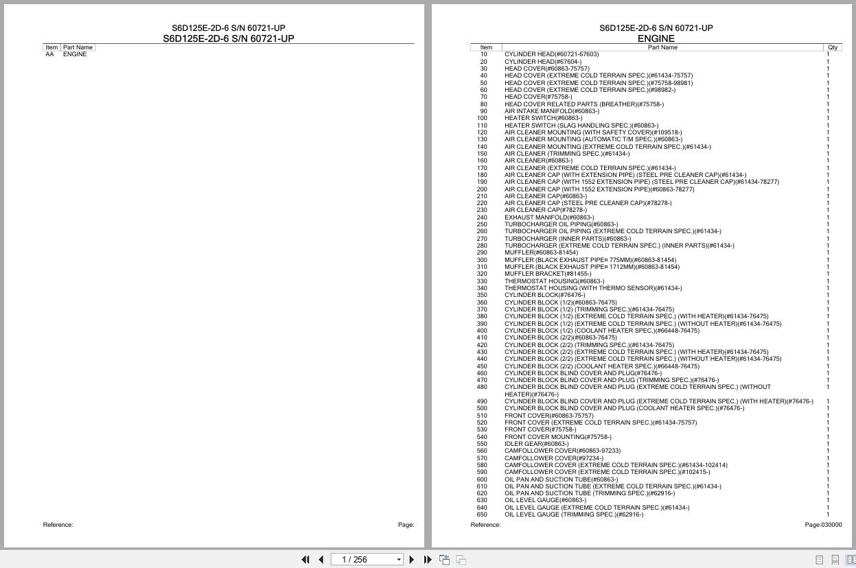 Komatsu Engine S6D125E 2D 6 60721 UP Parts Catalog (1)