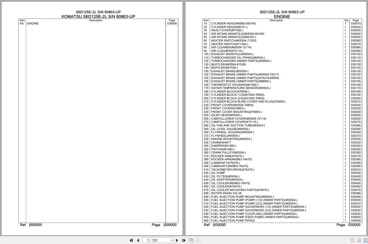 Komatsu Engine S6D125E 2L 60863 UP Parts Catalog (1)