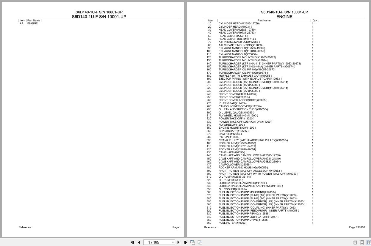 Komatsu Engine S6D140 1U F 10001 UP Parts Catalog (1)