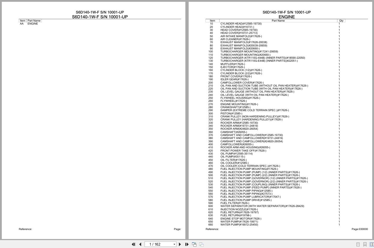 Komatsu Engine S6D140 1W F 10001 UP Parts Catalog (1)