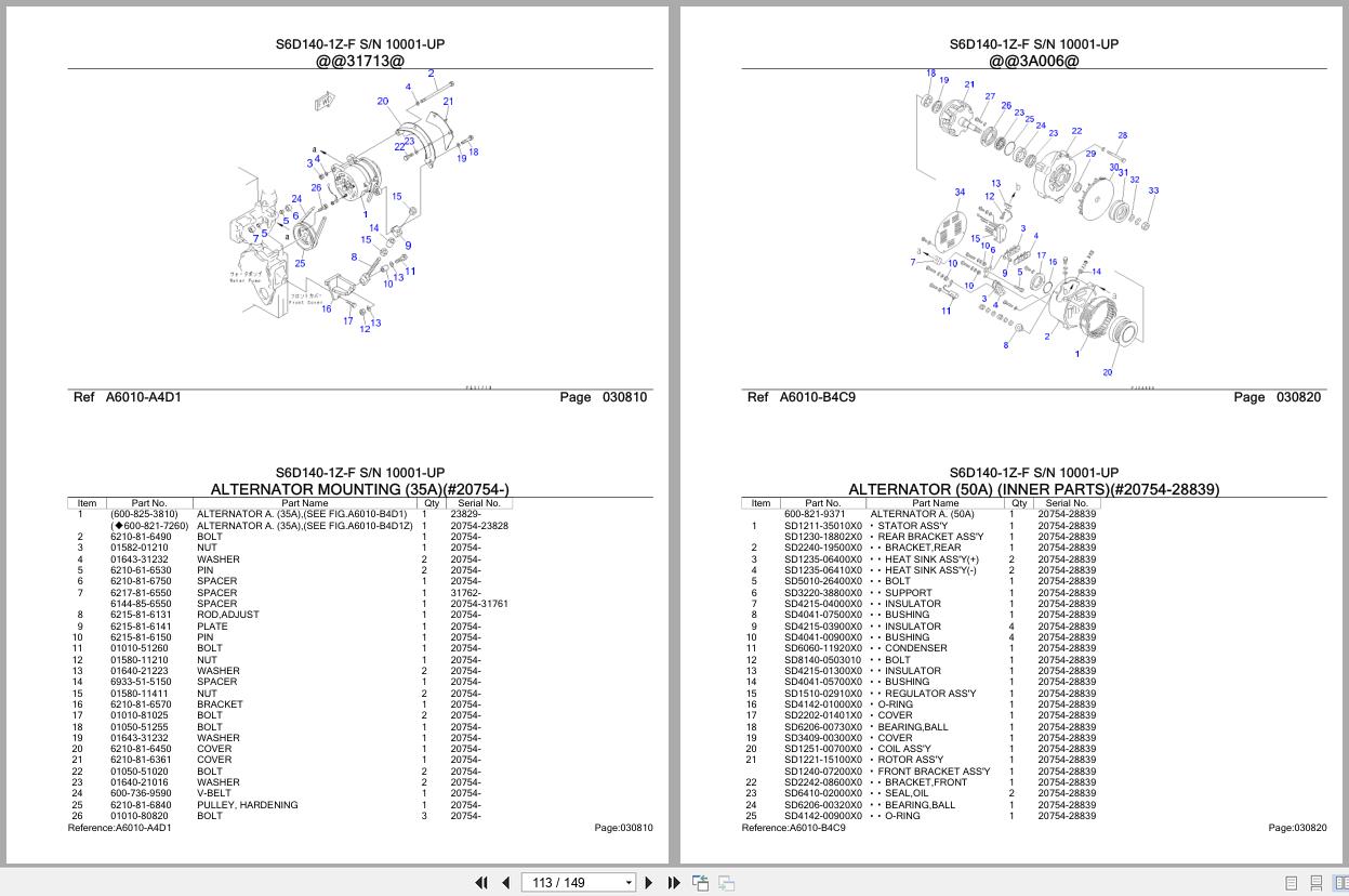 Komatsu Engine S6D140 1Z F 10001 UP Parts Catalog (2)