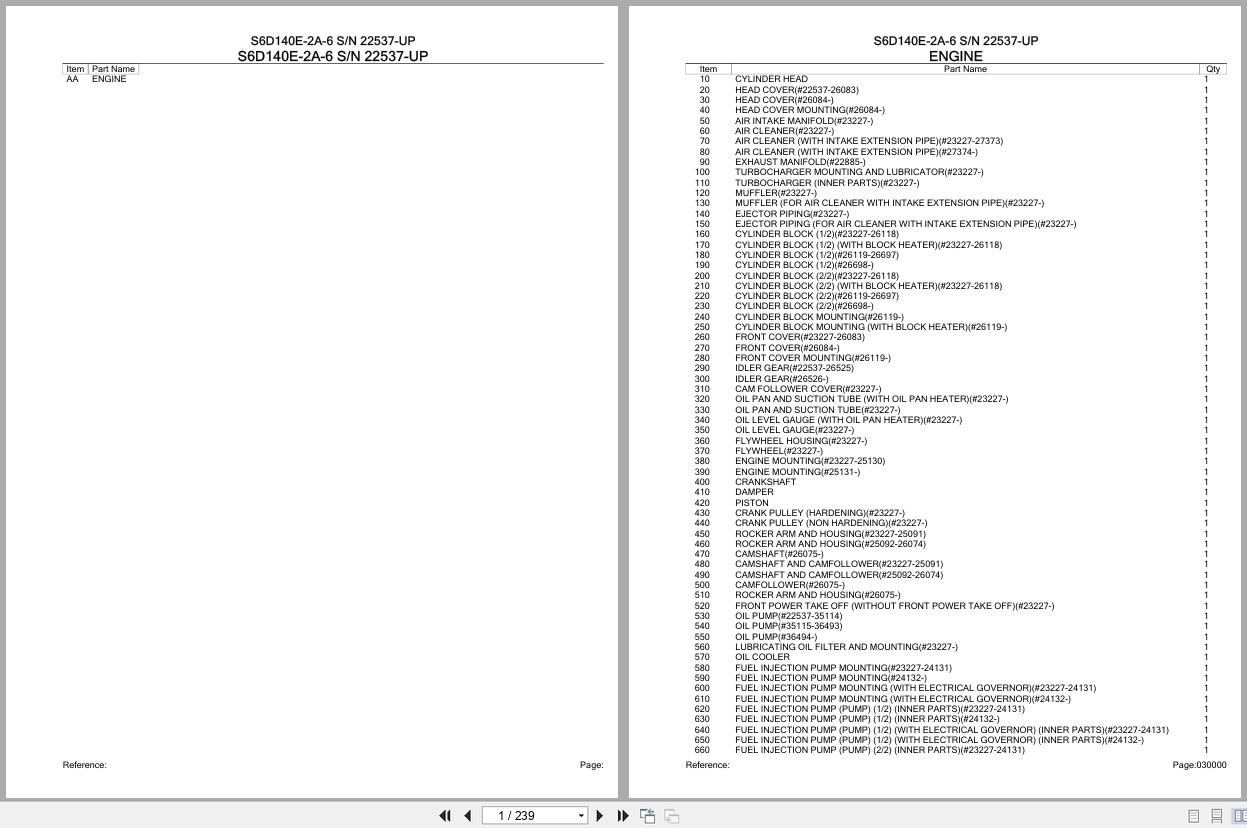 Komatsu Engine S6D140E 2A 6 22537 UP Parts Catalog (1)