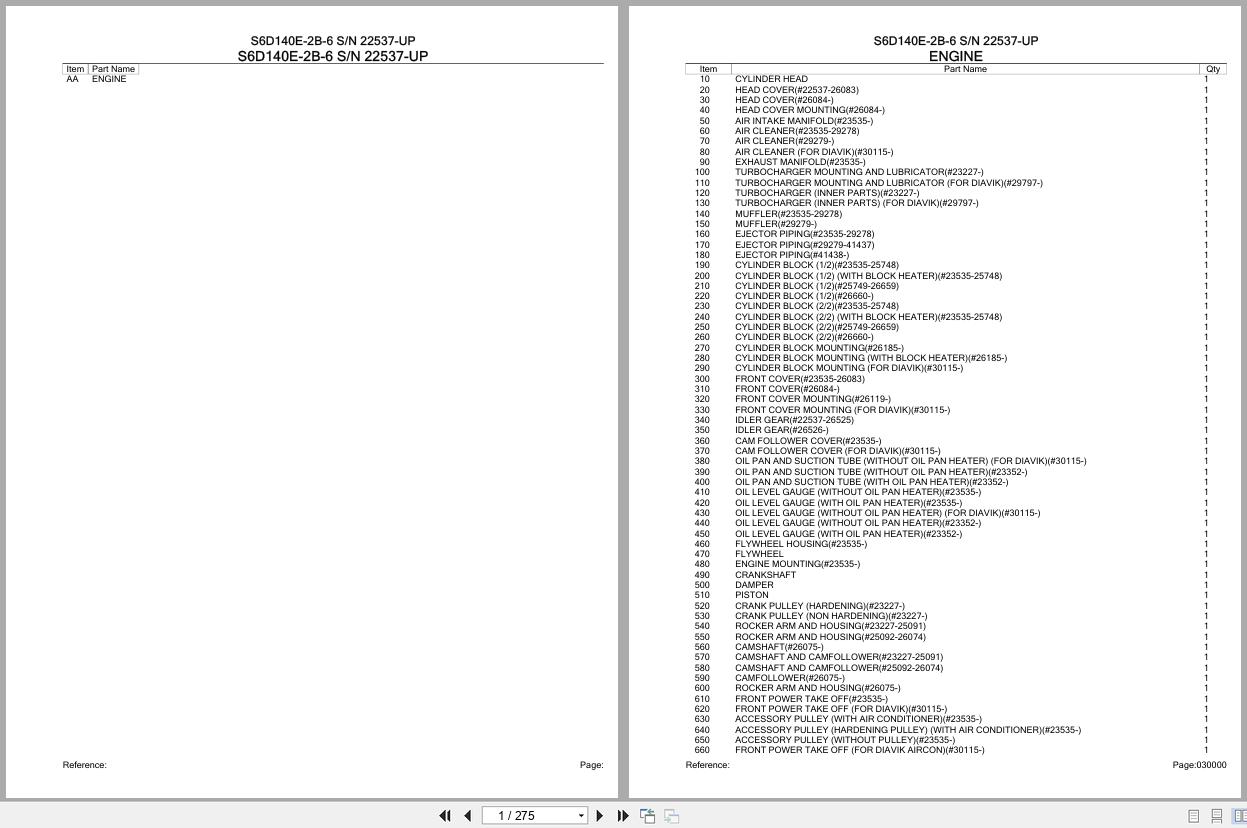 Komatsu Engine S6D140E 2B 6 22537 UP Parts Catalog (1)