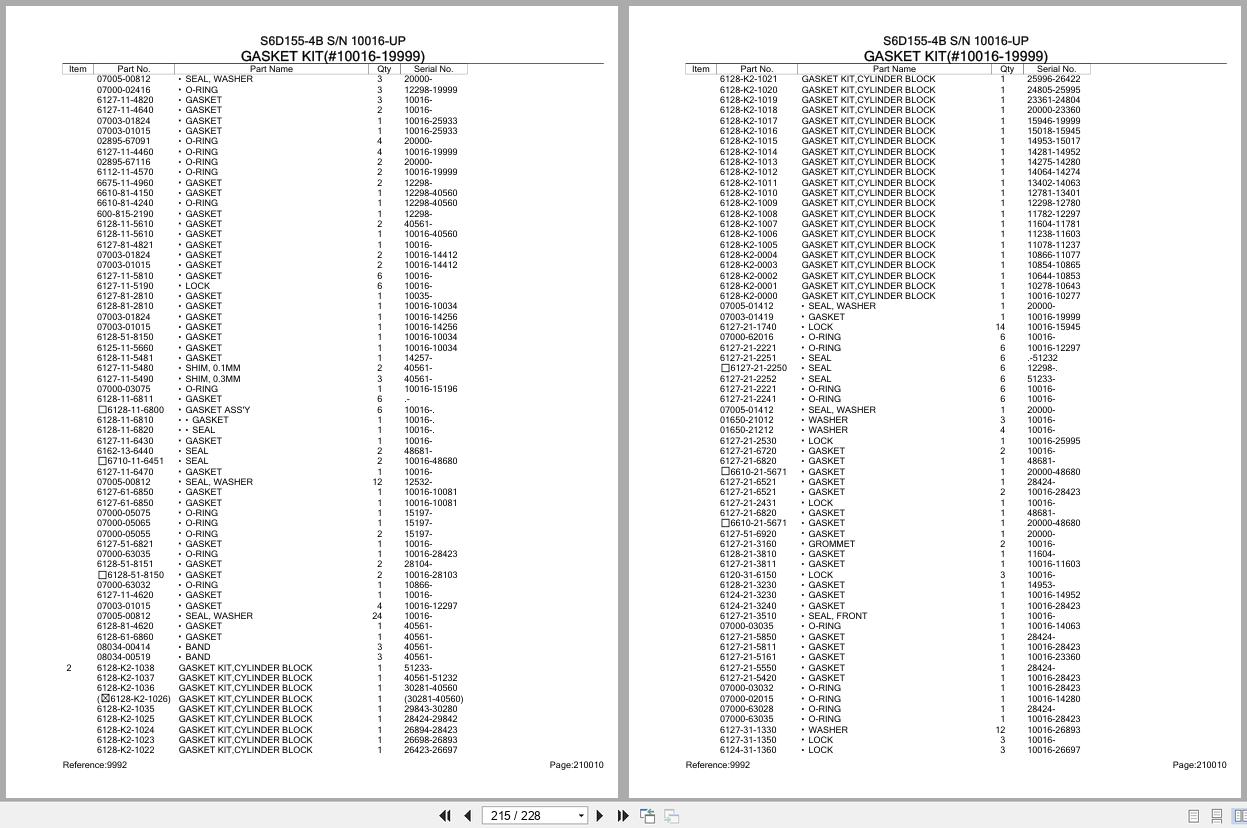 Komatsu Engine S6D155 4B 10016 UP Parts Catalog (2)