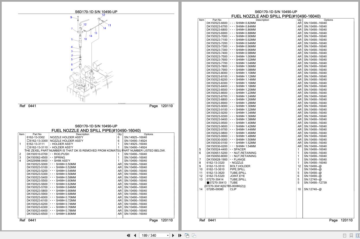 Komatsu Engine S6D170 1D 10490 UP Parts Catalog (2)