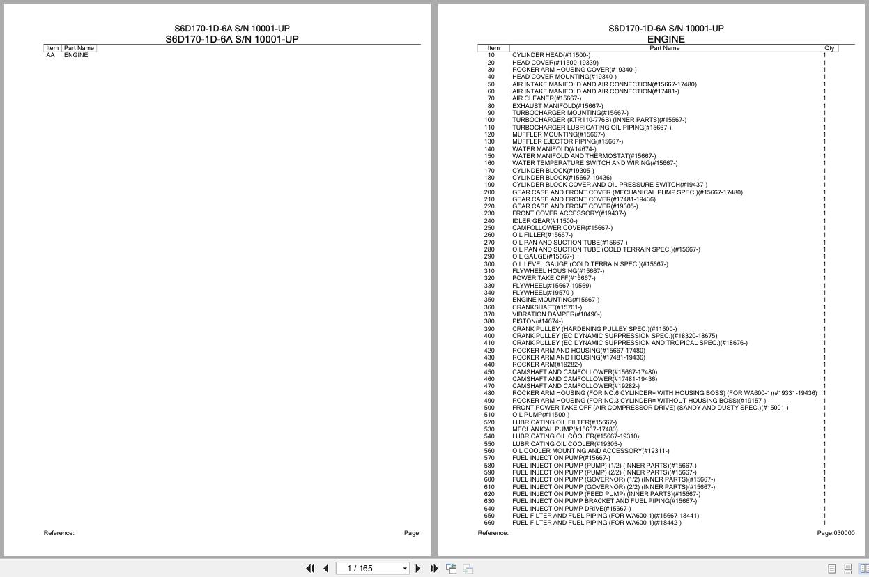 Komatsu Engine S6D170 1D 6A 10001 UP Parts Catalog (1)