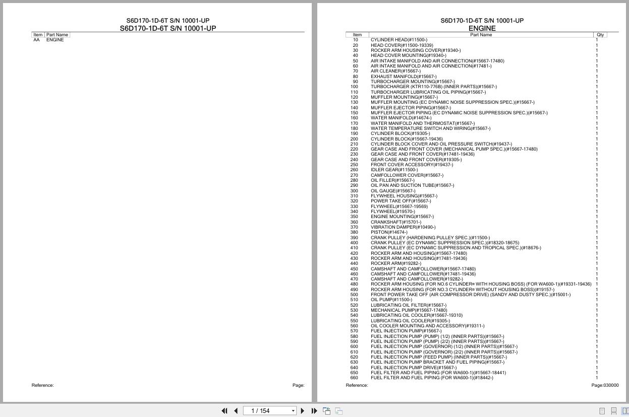 Komatsu Engine S6D170 1D 6T 10001 UP Parts Catalog (1)
