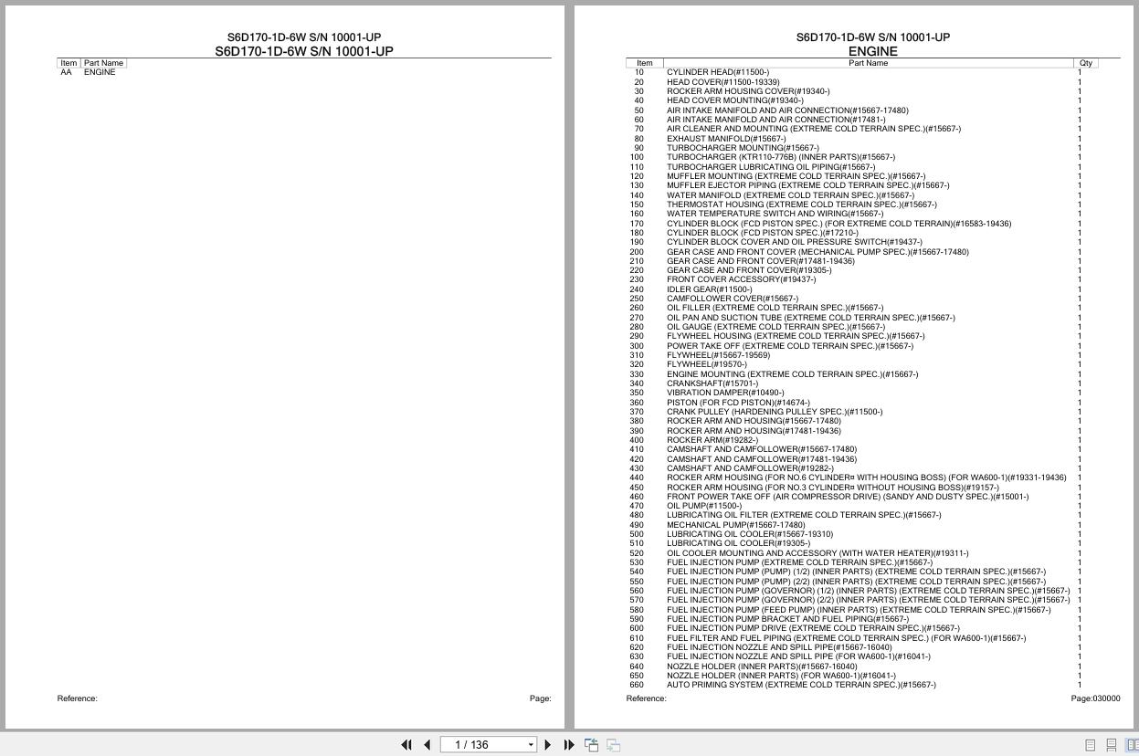 Komatsu Engine S6D170 1D 6W 10001 UP Parts Catalog (1)