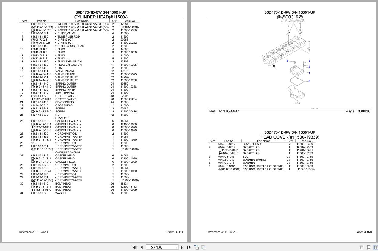Komatsu Engine S6D170 1D 6W 10001 UP Parts Catalog (2)