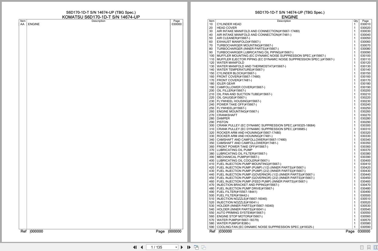 Komatsu Engine S6D170 1D T 14674 UP Parts Catalog (1)