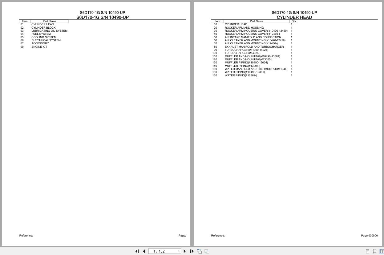 Komatsu Engine S6D170 1G 10490 UP Parts Catalog (1)